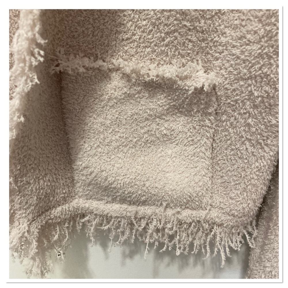 NWT Barefoot Dreams Cozy Chic Fringed Jacket Almond Size Small - Picture 4 of 10